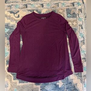 LOFT Womens Long Sleeved High Low T-shirt Plum Size S